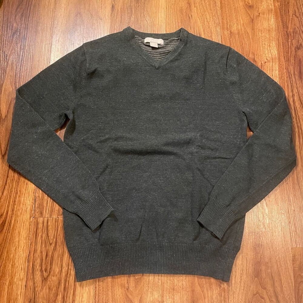 Grayson & Dunn Sweater Gray V-Neck Pullover Sweatshirt 100% Cotton Men's Small